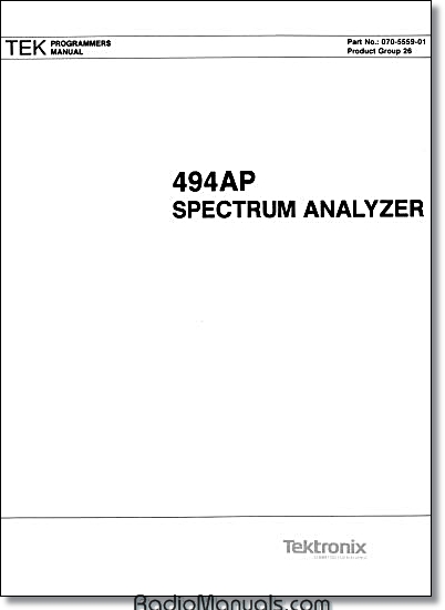 Tektronix 494AP Programming Manual Tektronix 494AP Programming Manual